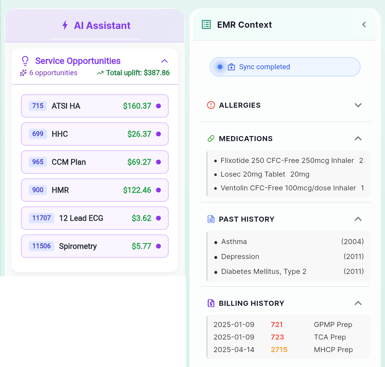ServOpps plus EMR Context side by side no mbs helper